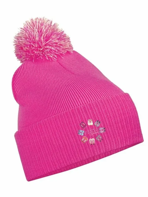 Llantwit Fardre Ladies Bobble Hat - Fuchsia/Off White